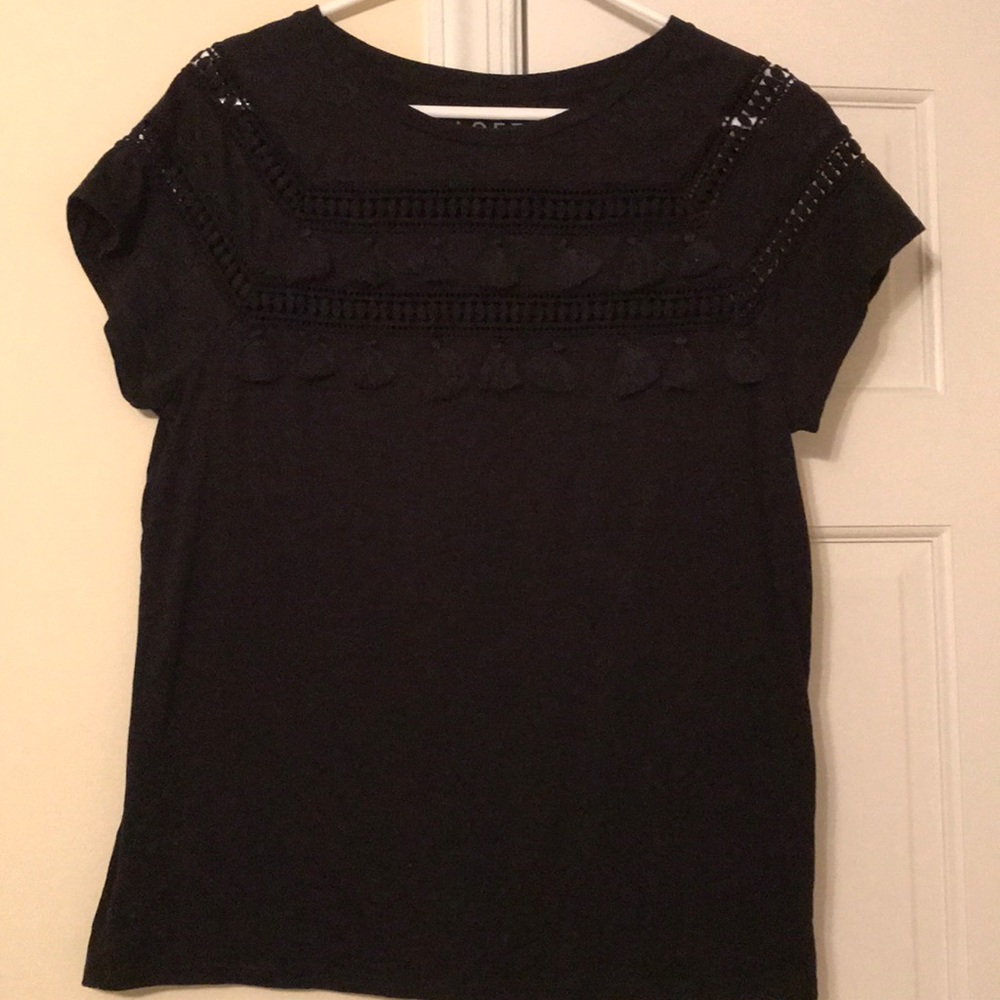 Black tassel short sleeve shirt from loft